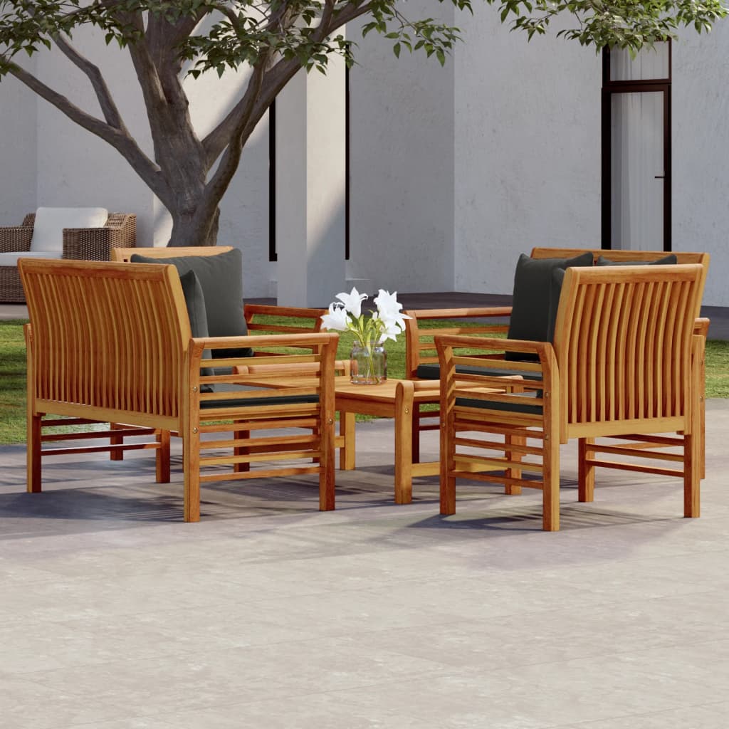Set Mobilier De Grădină Cu Perne, 3 Piese, Lemn Masiv Acacia