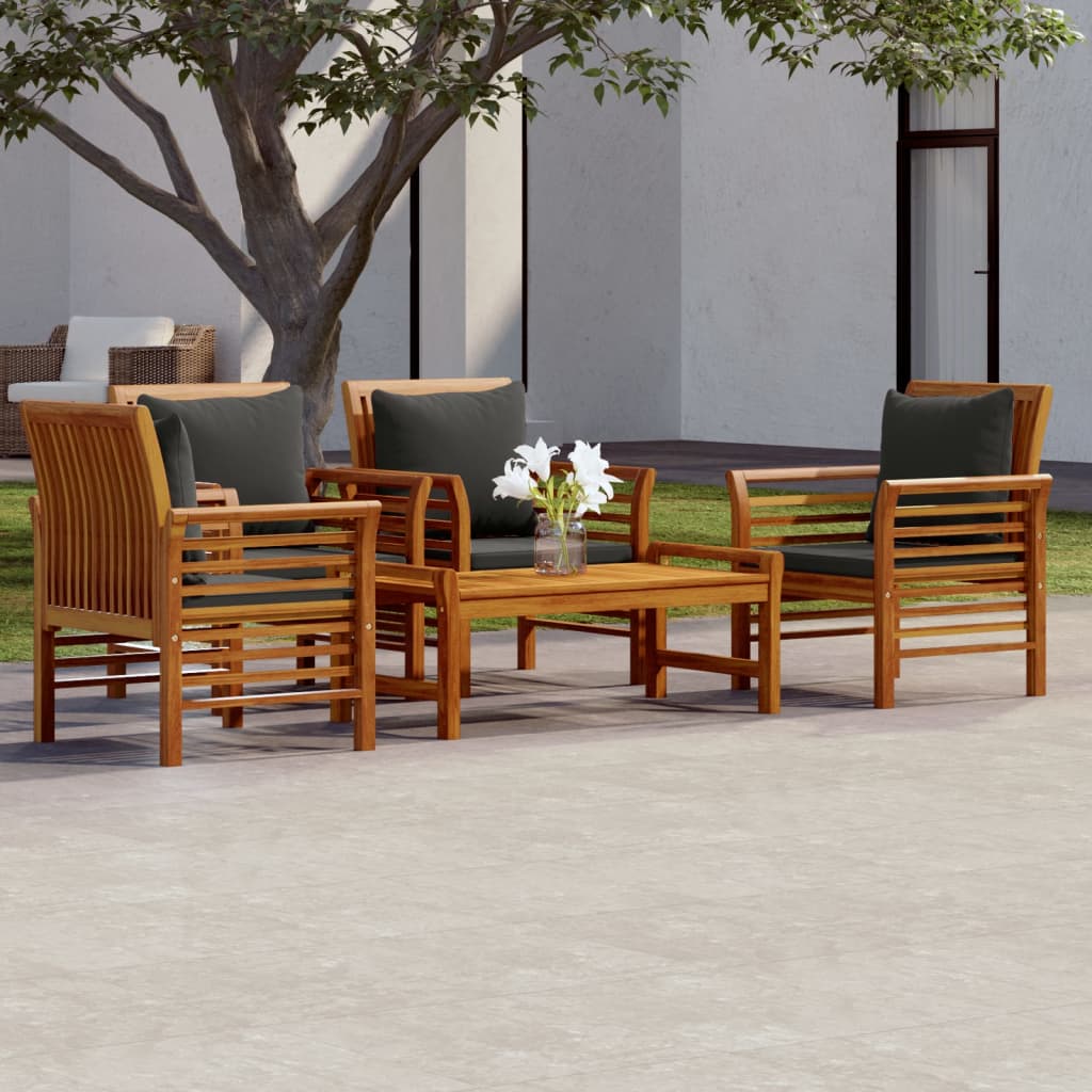 Set Mobilier De Grădină Cu Perne, 3 Piese, Lemn Masiv Acacia