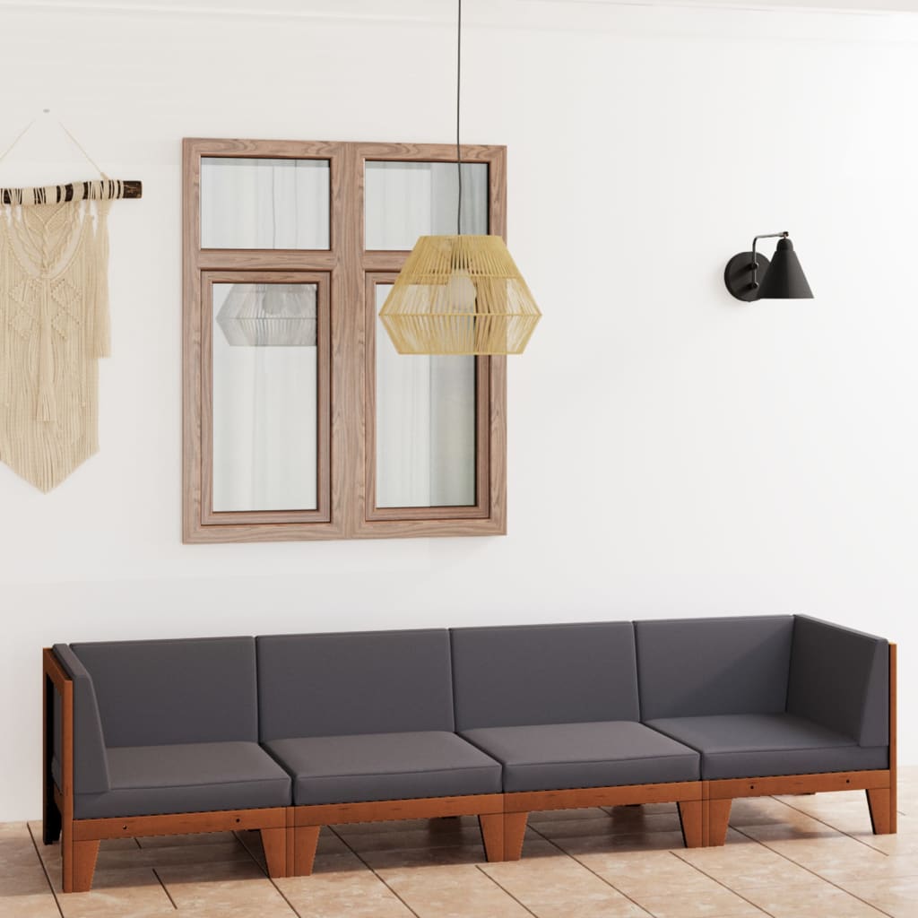 Set Mobilier Grădină Cu Perne, 6 Piese, Lemn Masiv Acacia