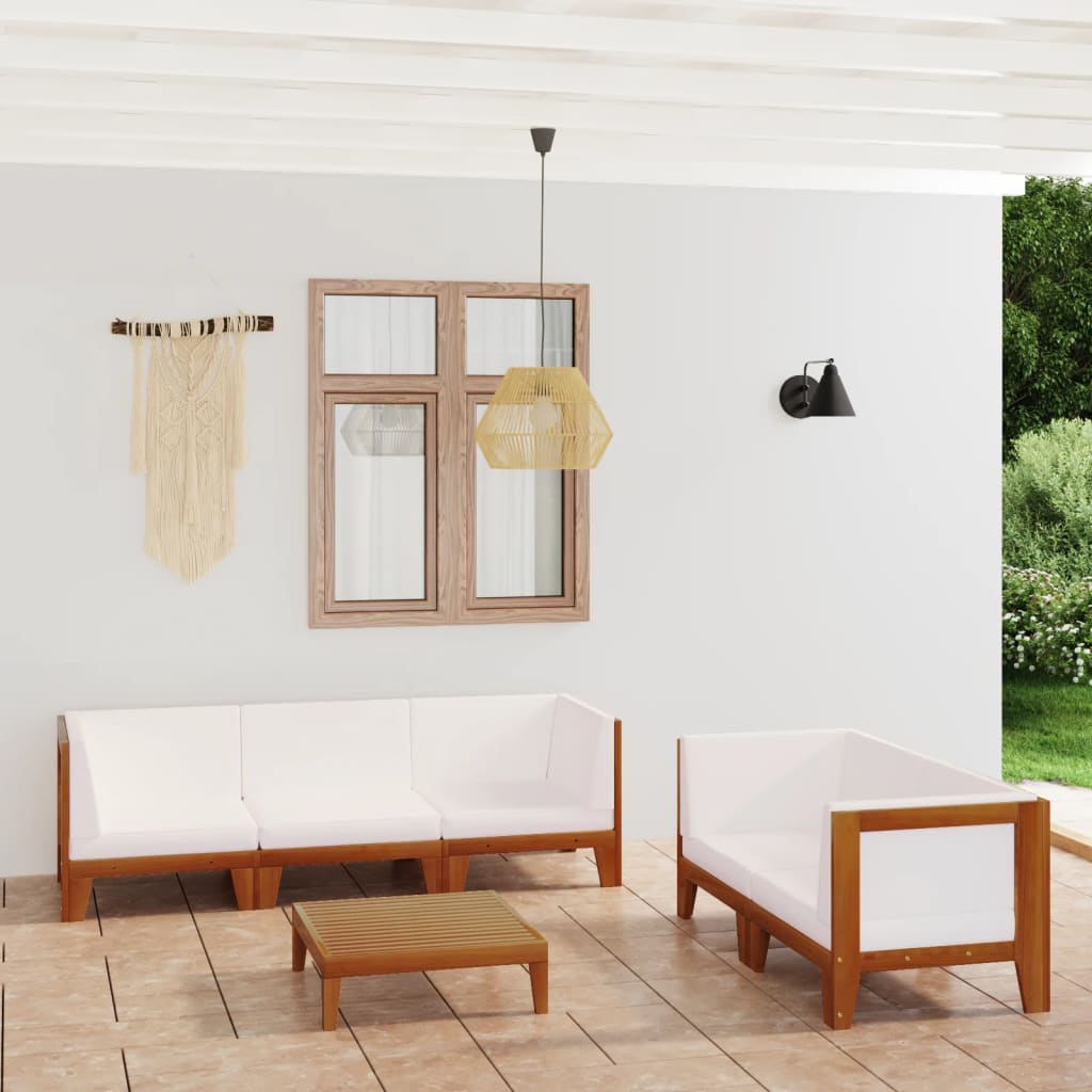 Set Mobilier Grădină Cu Perne, 6 Piese, Lemn Masiv Acacia