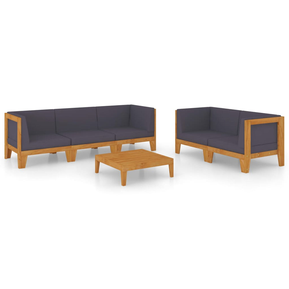 Set Mobilier Grădină Cu Perne, 6 Piese, Lemn Masiv Acacia