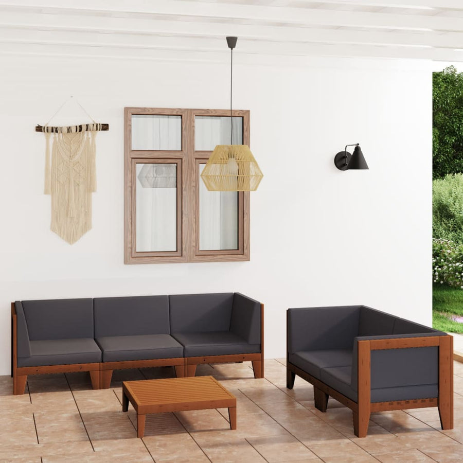 Set Mobilier Grădină Cu Perne, 6 Piese, Lemn Masiv Acacia