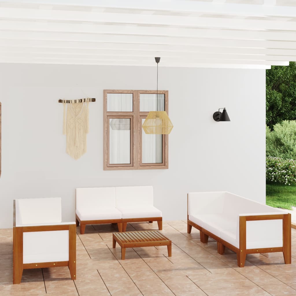 Set Mobilier Grădină Cu Perne, 6 Piese, Lemn Masiv Acacia