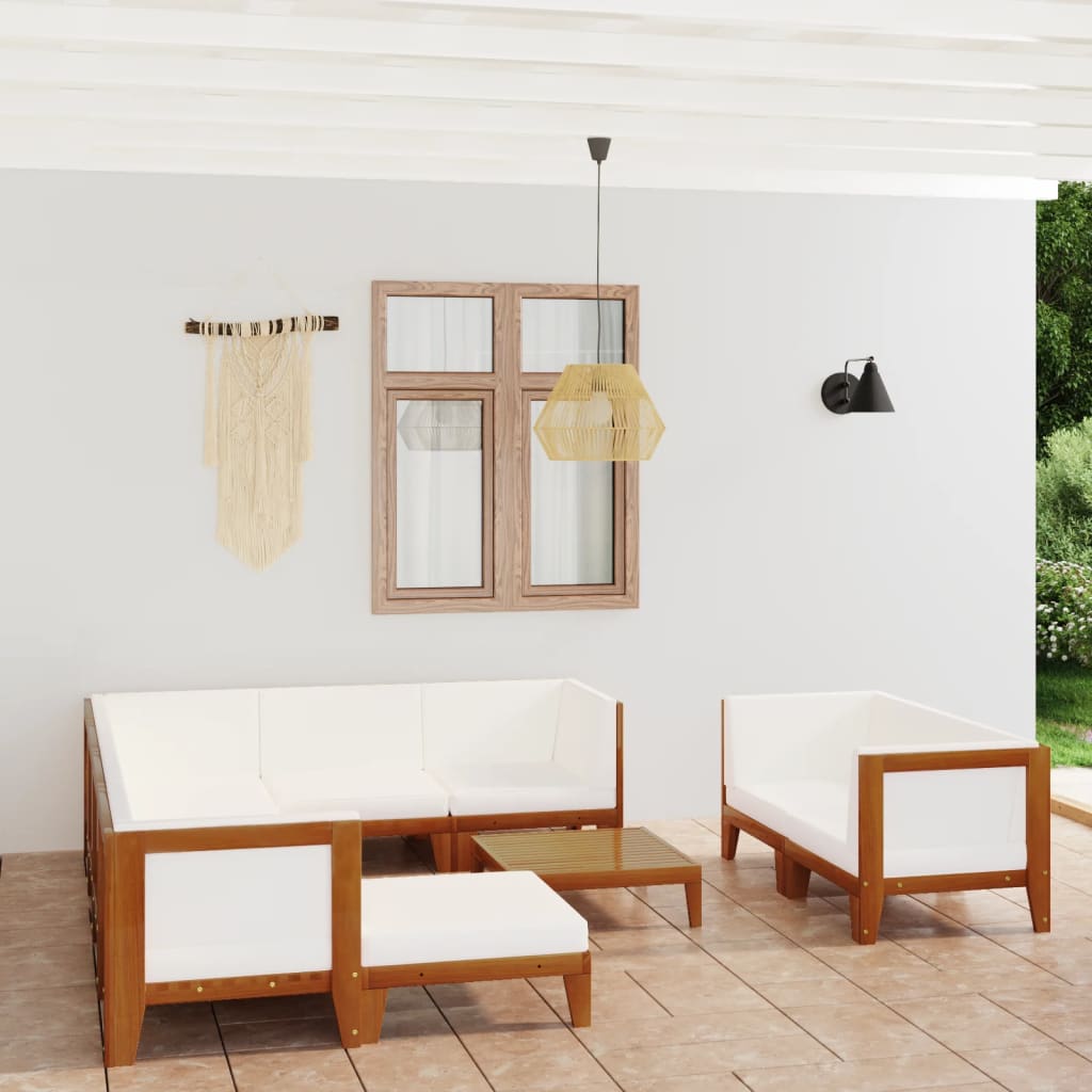 Set Mobilier Grădină Cu Perne, 6 Piese, Lemn Masiv Acacia