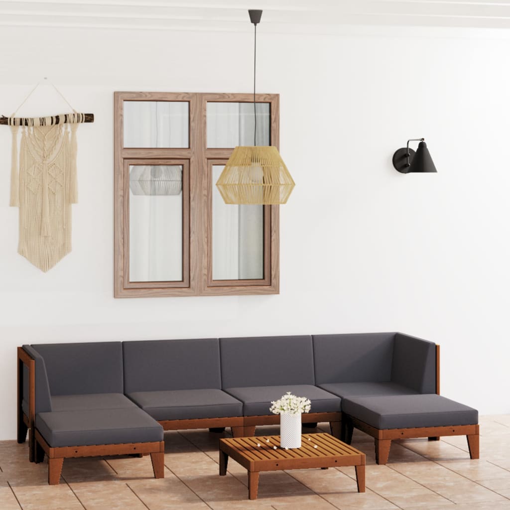 Set Mobilier Grădină Cu Perne, 6 Piese, Lemn Masiv Acacia
