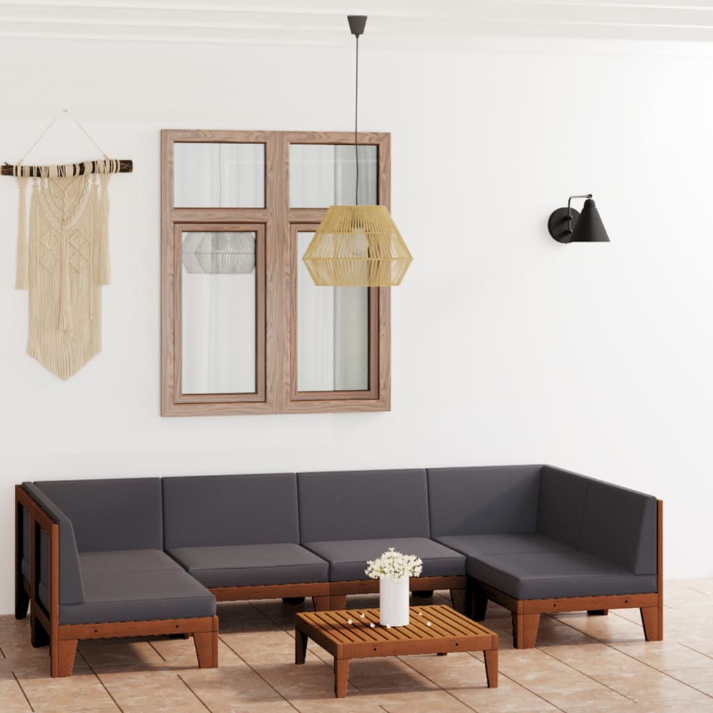 Set Mobilier Grădină Cu Perne, 6 Piese, Lemn Masiv Acacia