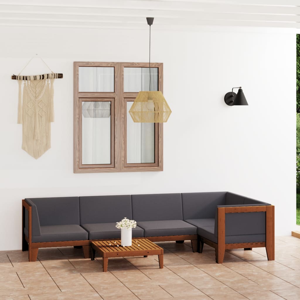 Set Mobilier Grădină Cu Perne, 6 Piese, Lemn Masiv Acacia