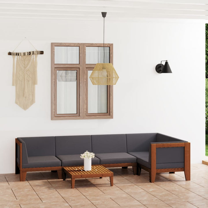 Set Mobilier Grădină Cu Perne, 6 Piese, Lemn Masiv Acacia