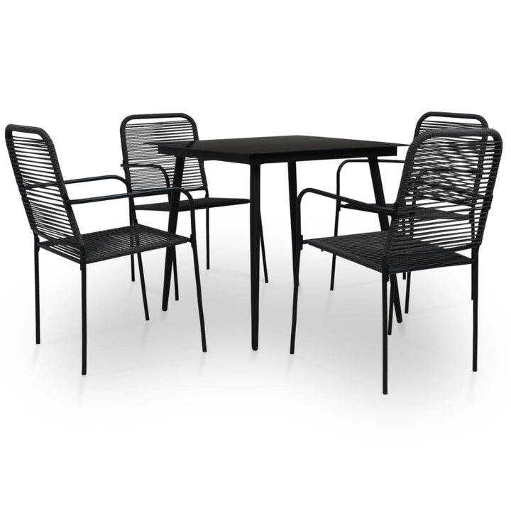 Set Mobilier Grădină, 3 Piese, Negru, Sfoară De Bumbac Și Oțel