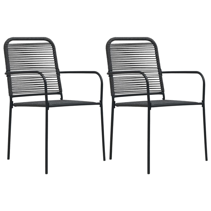 Set Mobilier Grădină, 3 Piese, Negru, Sfoară De Bumbac Și Oțel