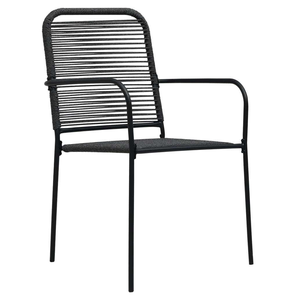 Set Mobilier Grădină, 3 Piese, Negru, Sfoară De Bumbac Și Oțel