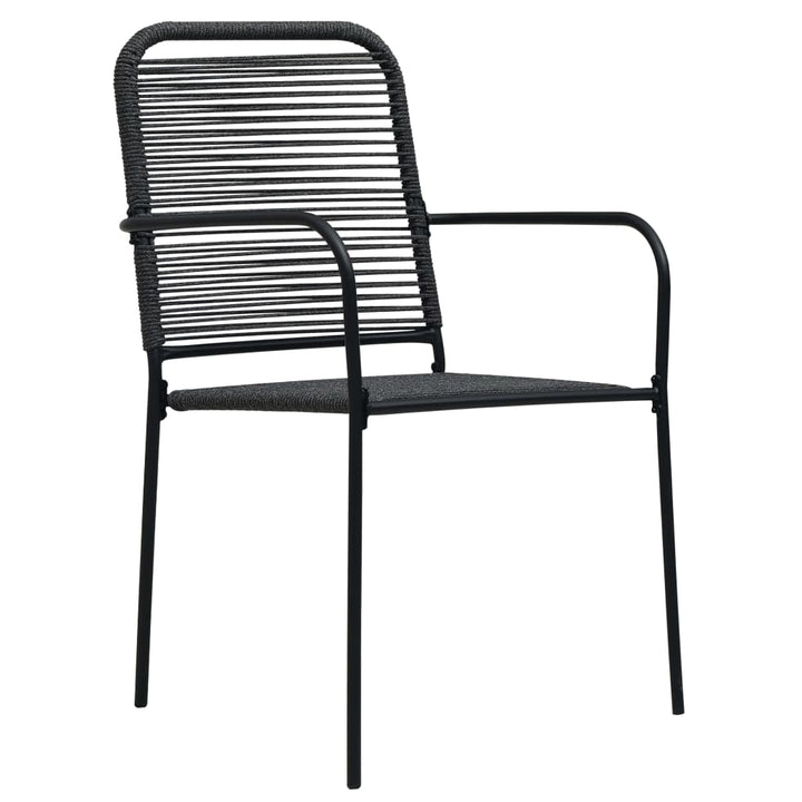 Set Mobilier Grădină, 3 Piese, Negru, Sfoară De Bumbac Și Oțel