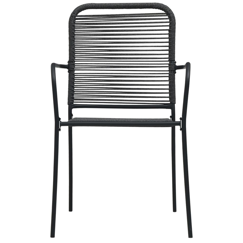 Set Mobilier Grădină, 3 Piese, Negru, Sfoară De Bumbac Și Oțel