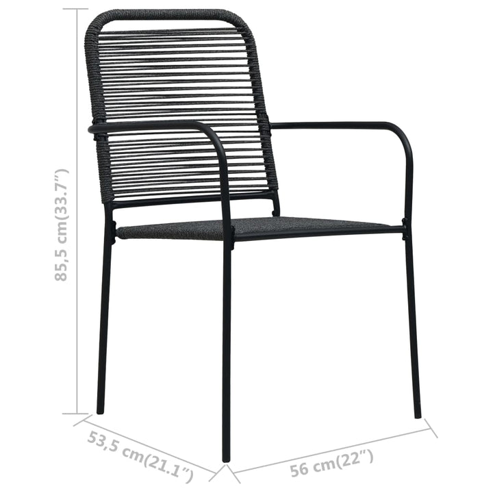 Set Mobilier Grădină, 3 Piese, Negru, Sfoară De Bumbac Și Oțel