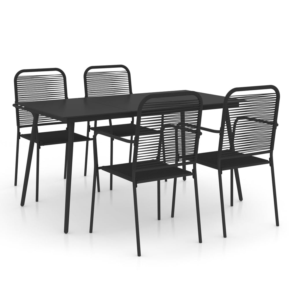 Set Mobilier De Grădină 5 Piese Negru Sfoară De Bumbac Și Oțel