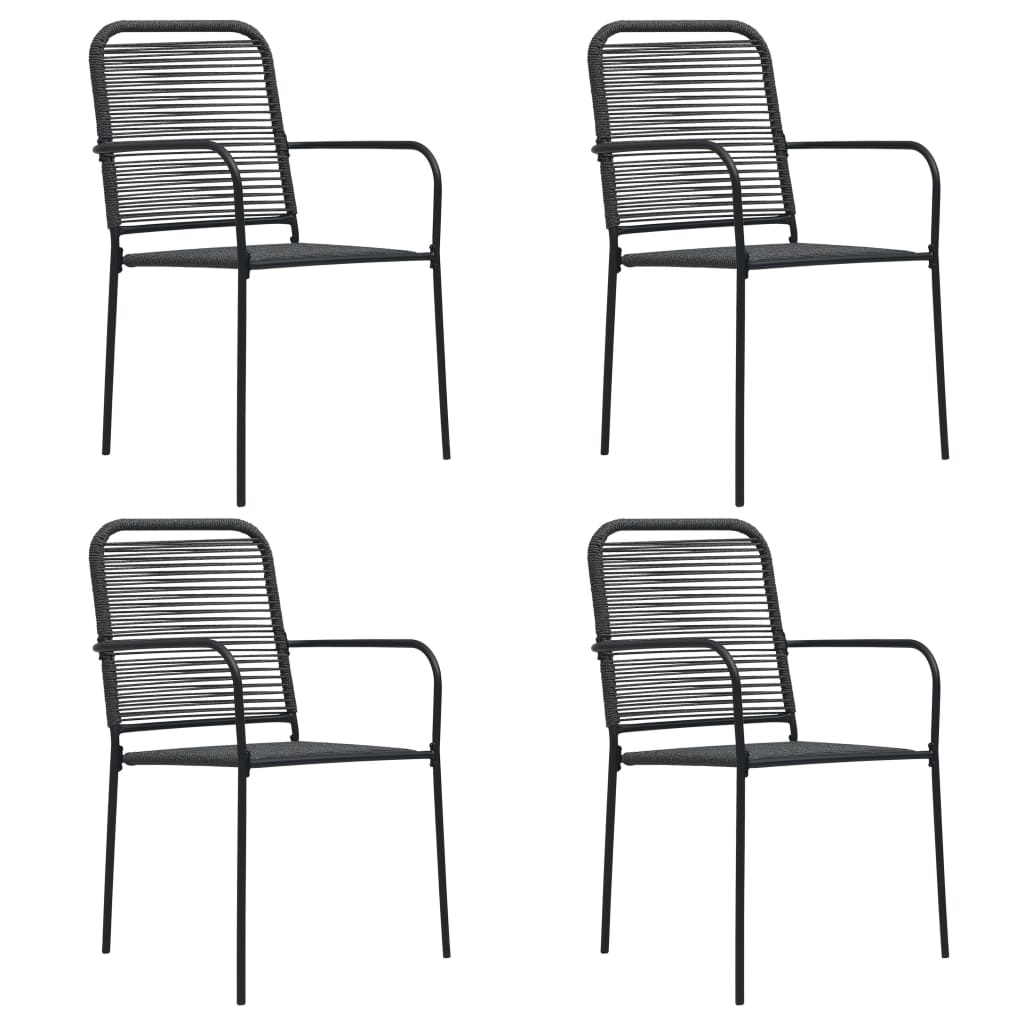 Set Mobilier De Grădină 5 Piese Negru Sfoară De Bumbac Și Oțel