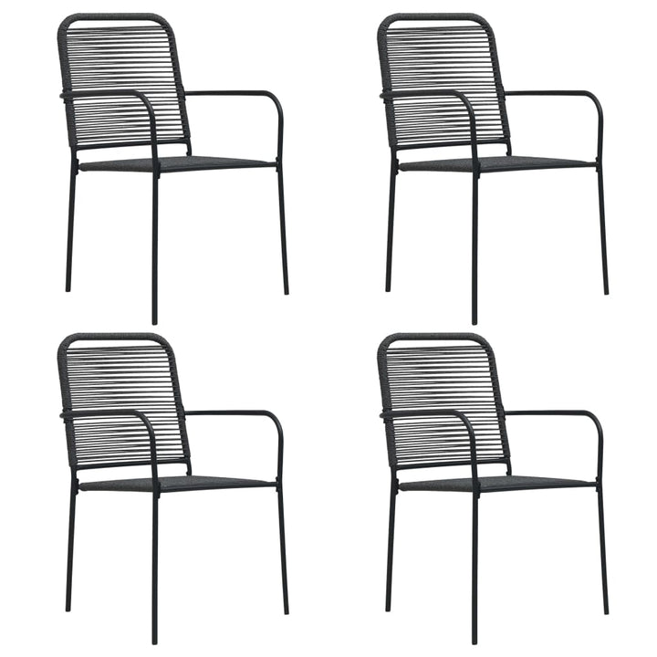 Set Mobilier De Grădină 5 Piese Negru Sfoară De Bumbac Și Oțel