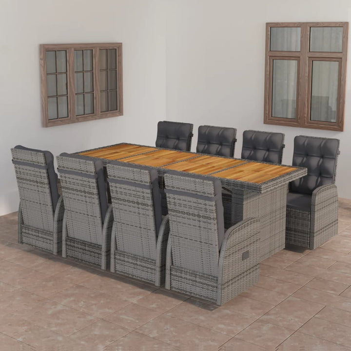 Set Mobilier De Exterior Cu Perne, 11 Piese, Gri, Poliratan