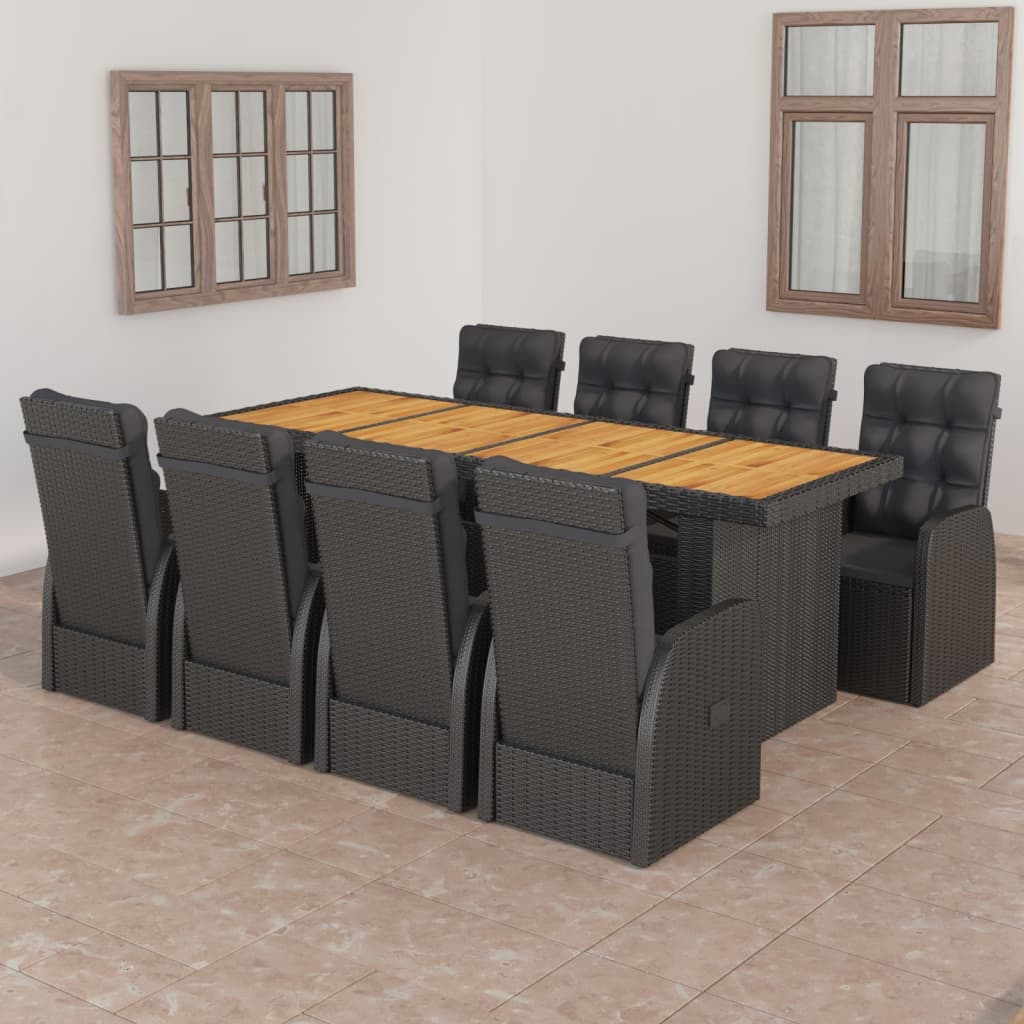 Set Mobilier De Exterior Cu Perne, 11 Piese, Gri, Poliratan