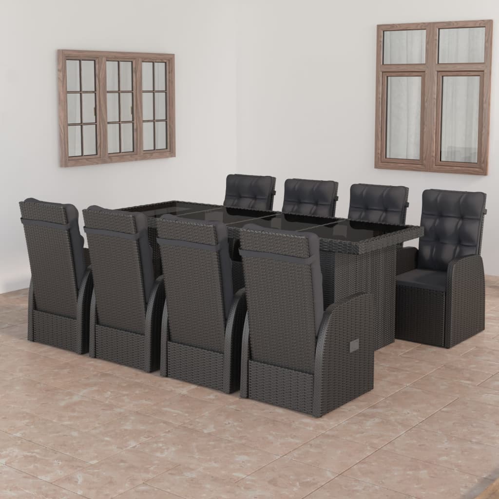 Set Mobilier De Exterior Cu Perne, 11 Piese, Gri, Poliratan