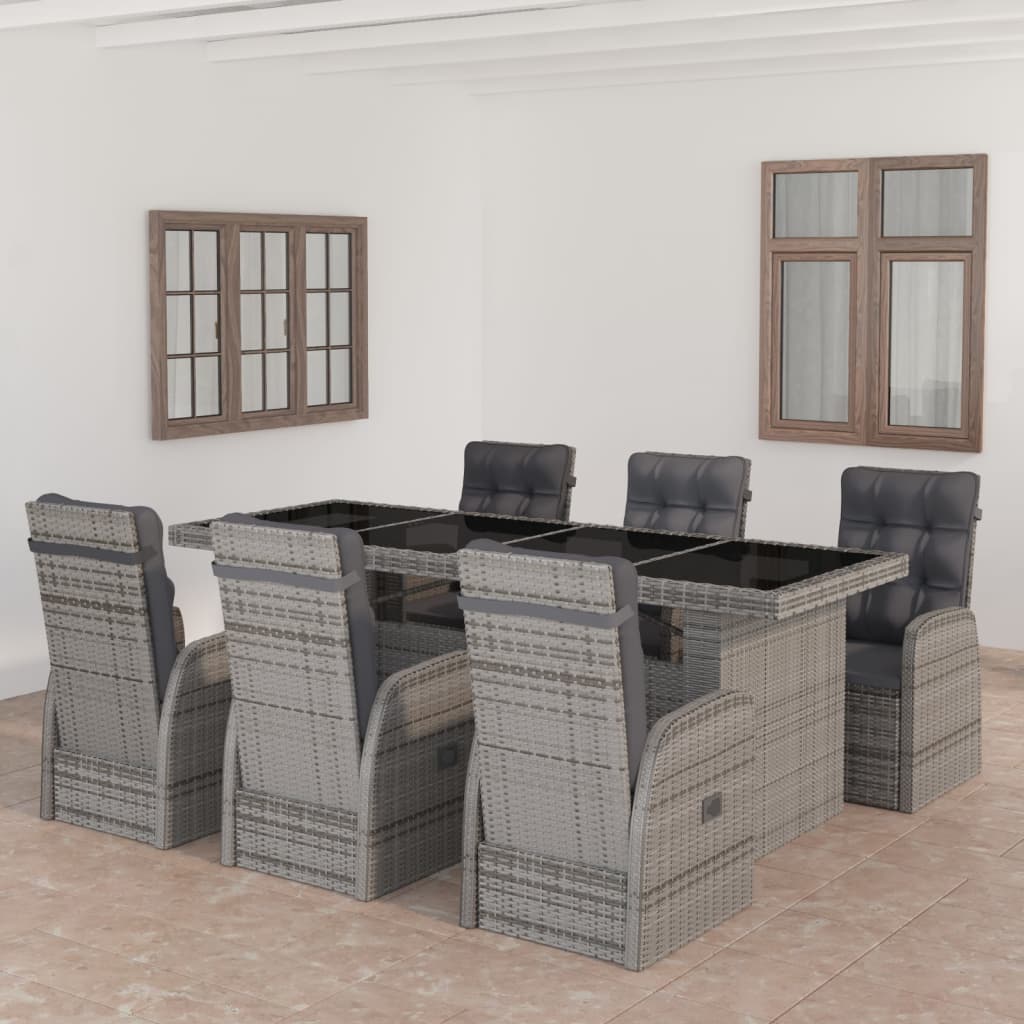Set Mobilier De Exterior Cu Perne, 11 Piese, Gri, Poliratan