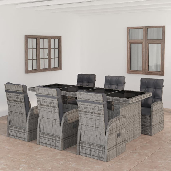 Set Mobilier De Exterior Cu Perne, 11 Piese, Gri, Poliratan