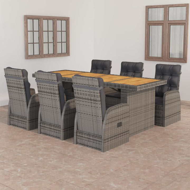 Set Mobilier De Exterior Cu Perne, 11 Piese, Gri, Poliratan