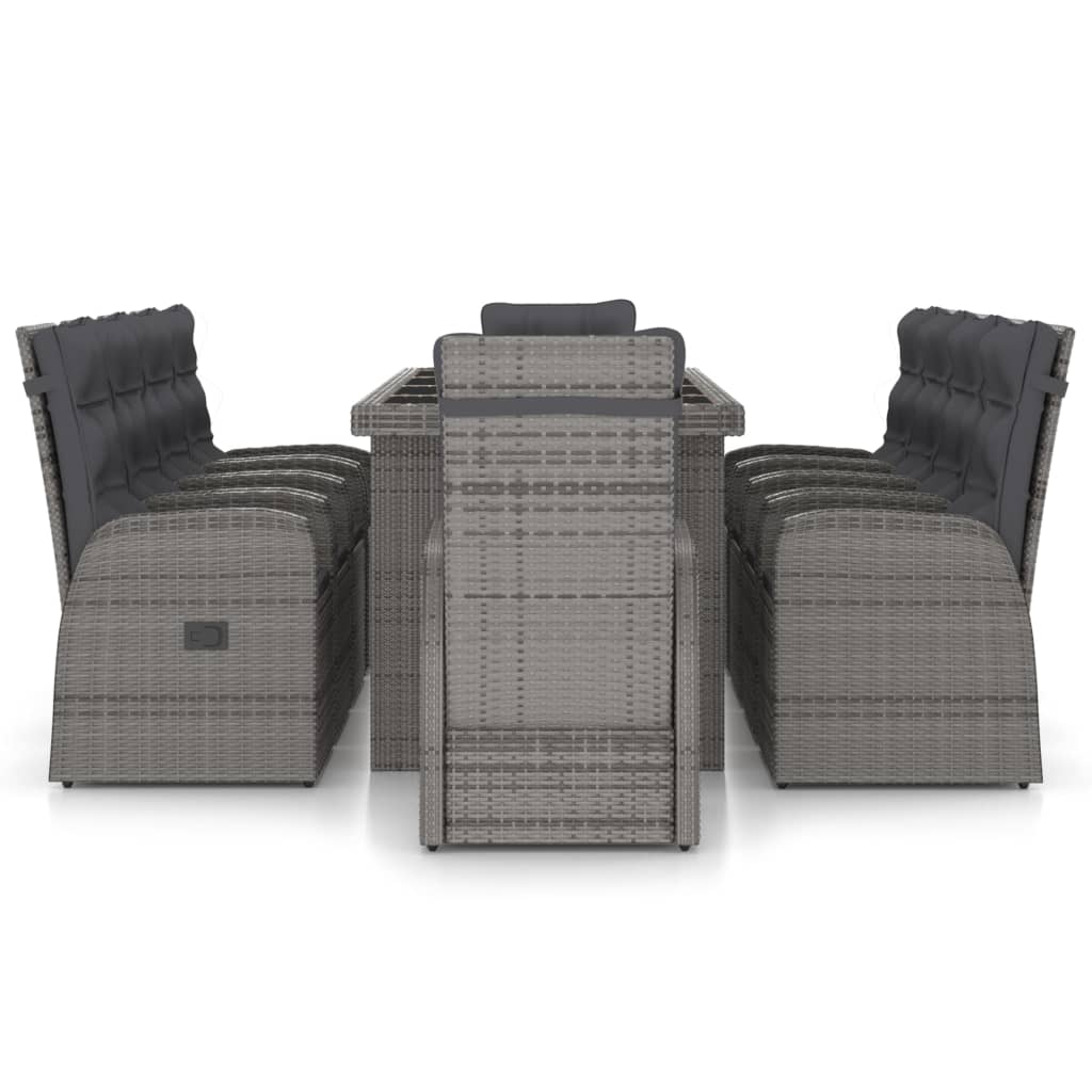 Set Mobilier De Exterior Cu Perne, 11 Piese, Gri, Poliratan