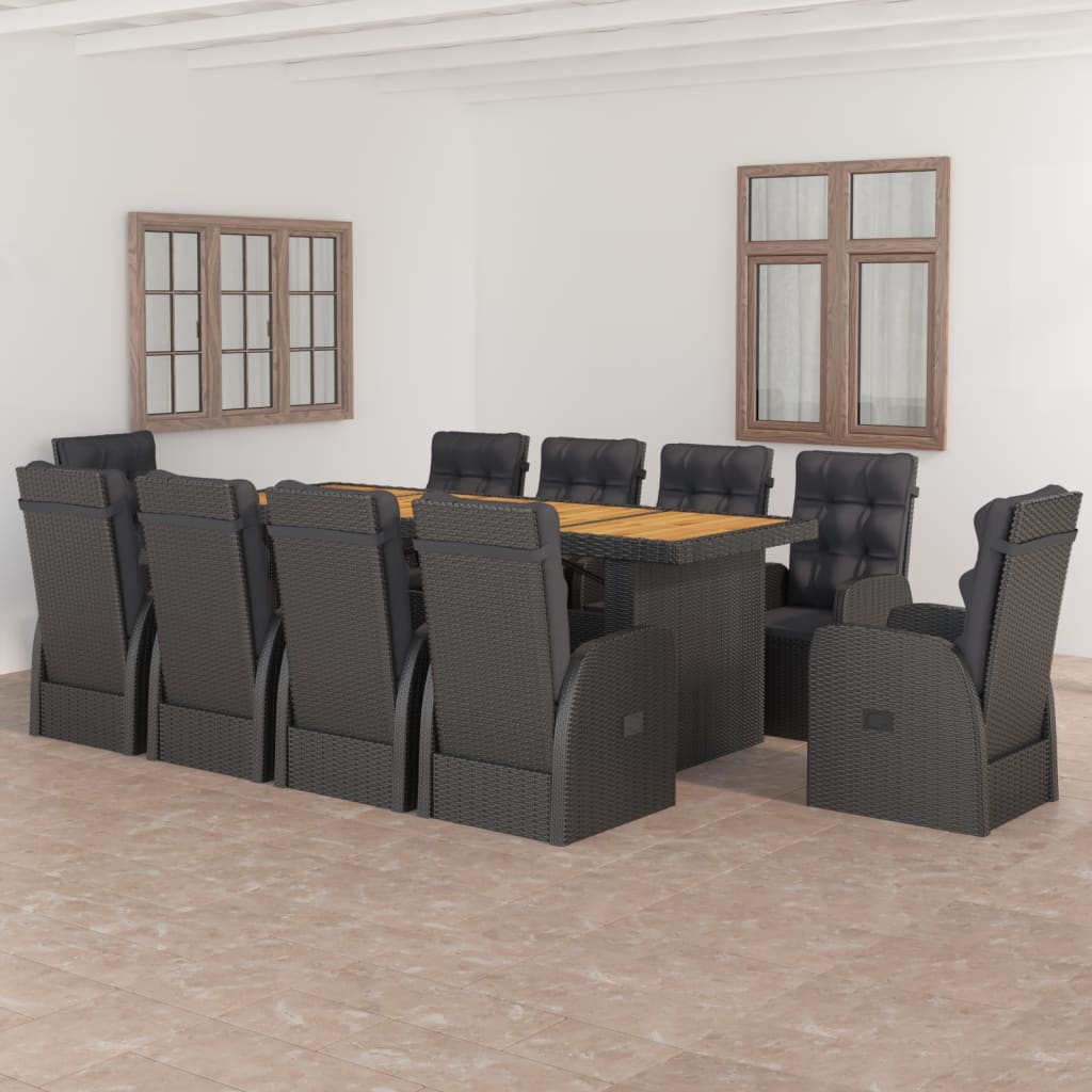 Set Mobilier De Exterior Cu Perne, 11 Piese, Gri, Poliratan