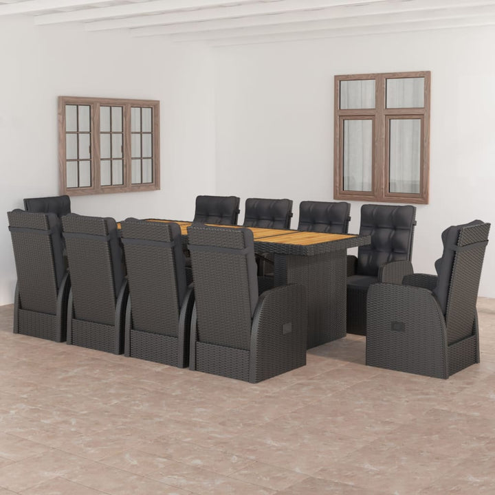 Set Mobilier De Exterior Cu Perne, 11 Piese, Gri, Poliratan