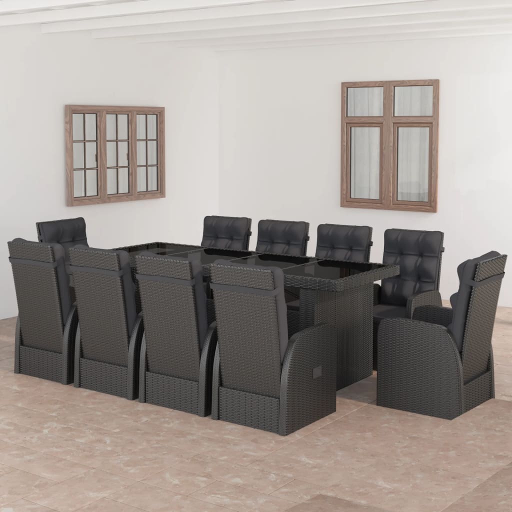 Set Mobilier De Exterior Cu Perne, 11 Piese, Gri, Poliratan