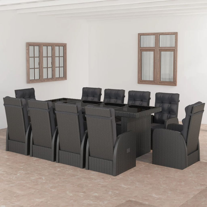 Set Mobilier De Exterior Cu Perne, 11 Piese, Gri, Poliratan