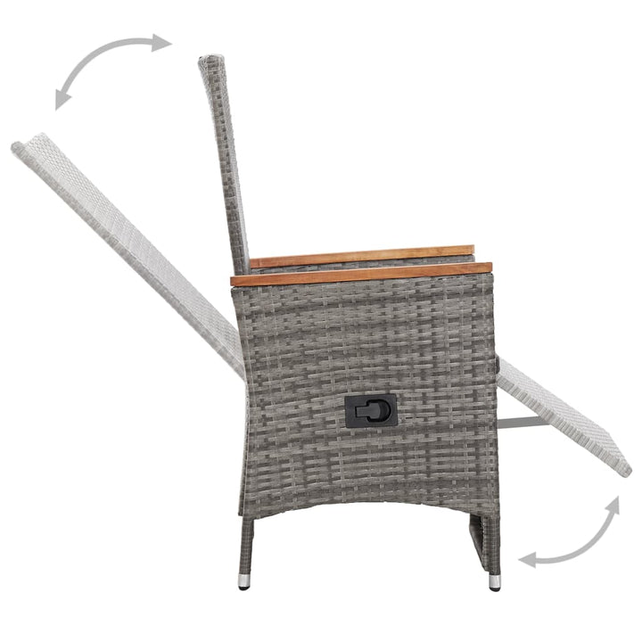 Set Mobilier De Grădină Cu Perne, 3 Piese, Gri, Poliratan