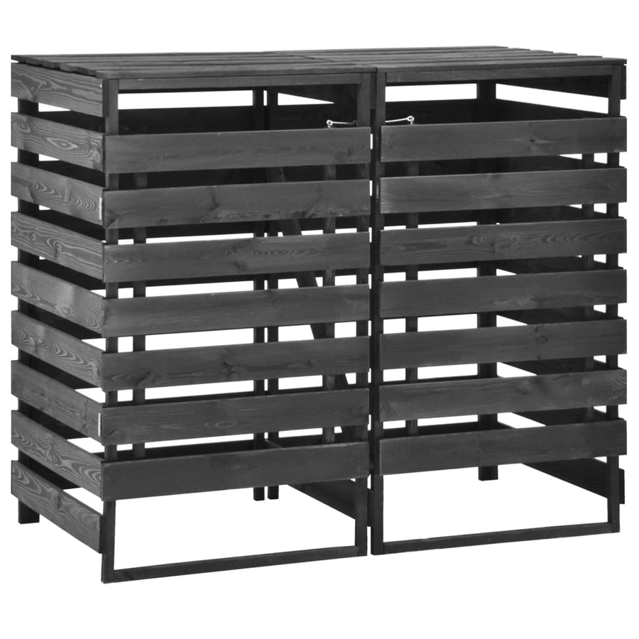 Magazie De Pubele Dublă 140X75X121 Cm, Lemn Masiv De Pin Vopsit