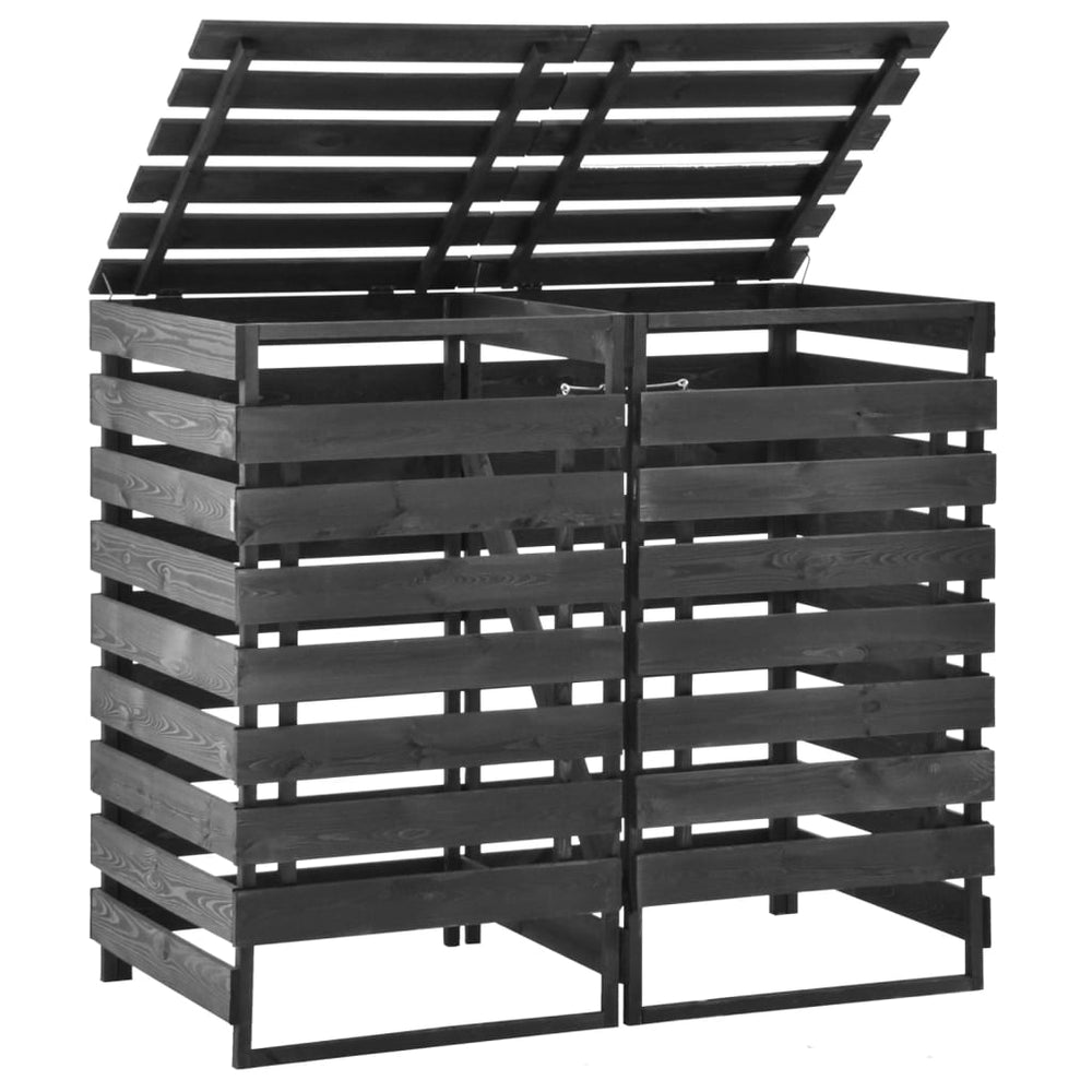 Magazie De Pubele Dublă 140X75X121 Cm, Lemn Masiv De Pin Vopsit