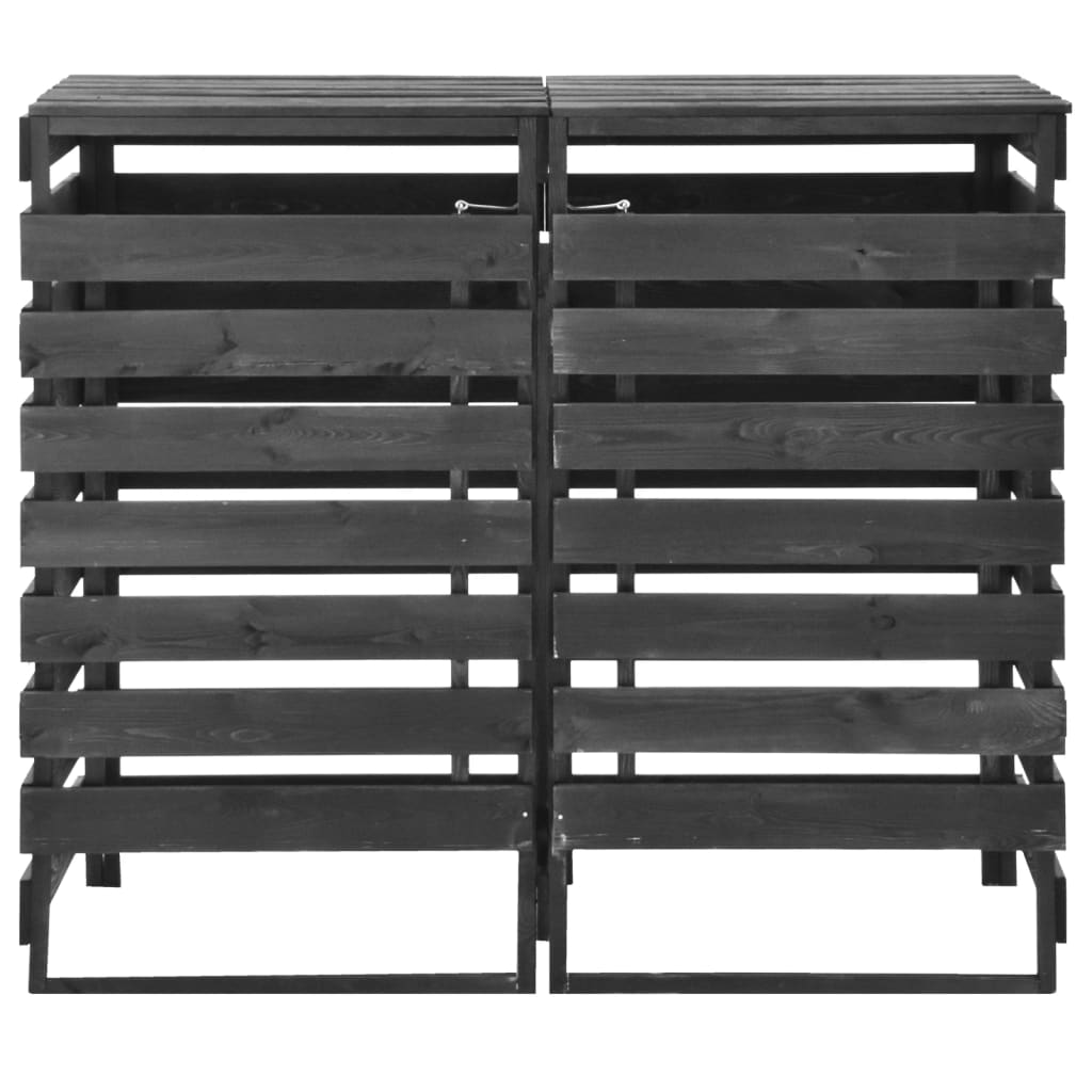 Magazie De Pubele Dublă 140X75X121 Cm, Lemn Masiv De Pin Vopsit