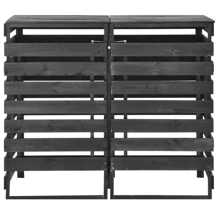 Magazie De Pubele Dublă 140X75X121 Cm, Lemn Masiv De Pin Vopsit
