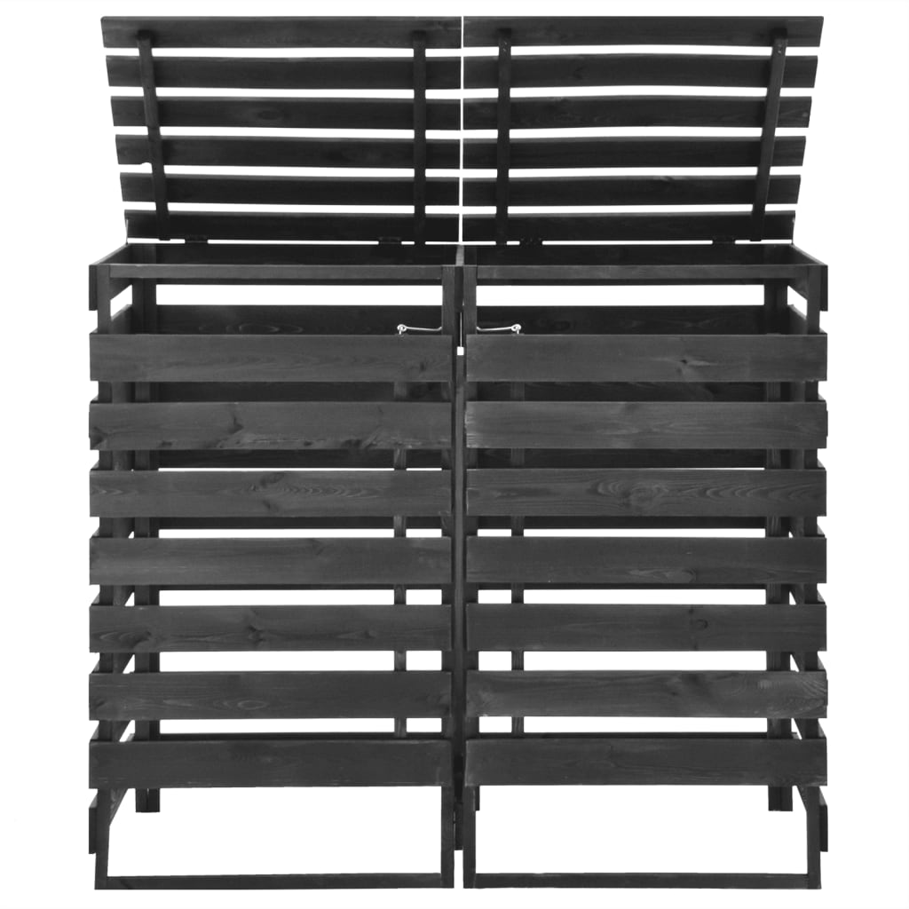 Magazie De Pubele Dublă 140X75X121 Cm, Lemn Masiv De Pin Vopsit