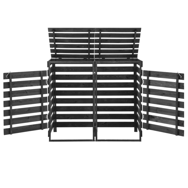Magazie De Pubele Dublă 140X75X121 Cm, Lemn Masiv De Pin Vopsit