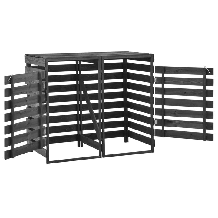 Magazie De Pubele Dublă 140X75X121 Cm, Lemn Masiv De Pin Vopsit