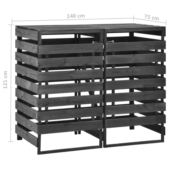 Magazie De Pubele Dublă 140X75X121 Cm, Lemn Masiv De Pin Vopsit
