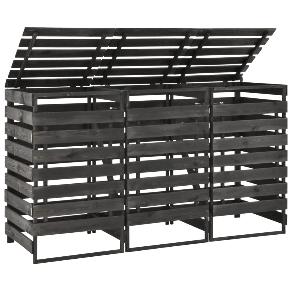 Magazie De Pubele Dublă 140X75X121 Cm, Lemn Masiv De Pin Vopsit