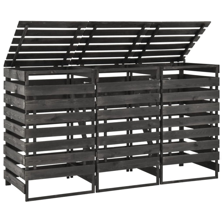Magazie De Pubele Dublă 140X75X121 Cm, Lemn Masiv De Pin Vopsit