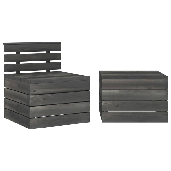 Set Mobilier Grădină Din Paleți, 2 Piese, Gri Închis, Lemn Pin