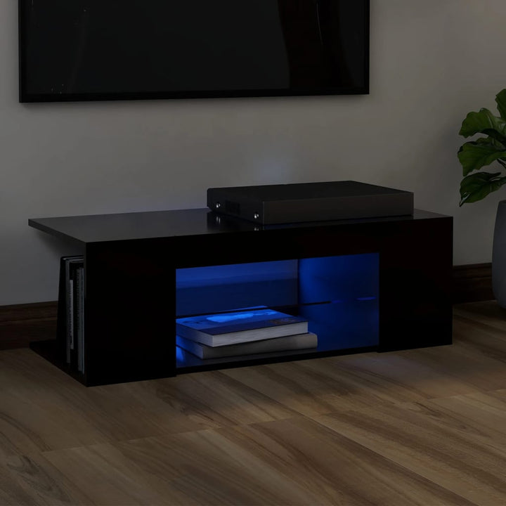 Comodă Tv Cu Lumini Led, Stejar Maro, 90X39X30 Cm