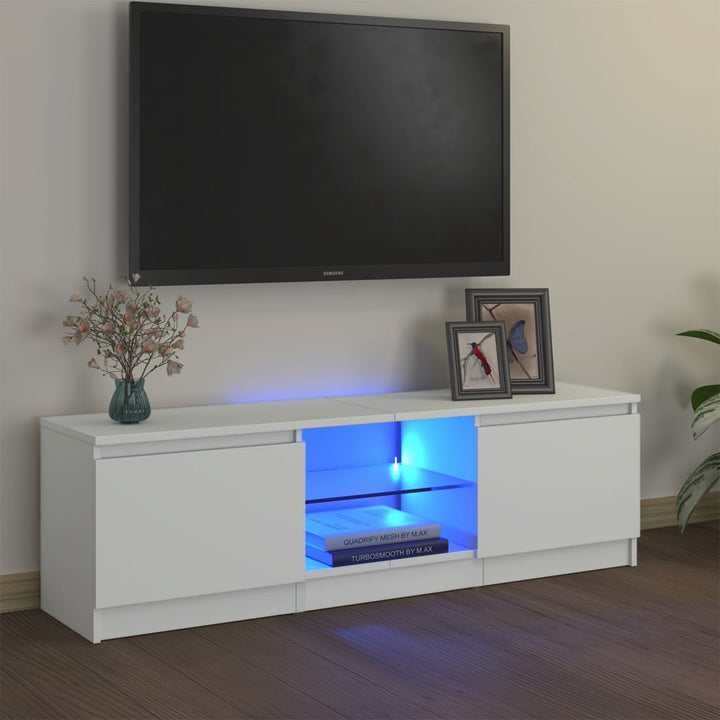 Comodă Tv Cu Lumini Led, Stejar Maro, 120X30X35,5 Cm