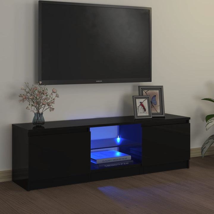 Comodă Tv Cu Lumini Led, Stejar Maro, 120X30X35,5 Cm