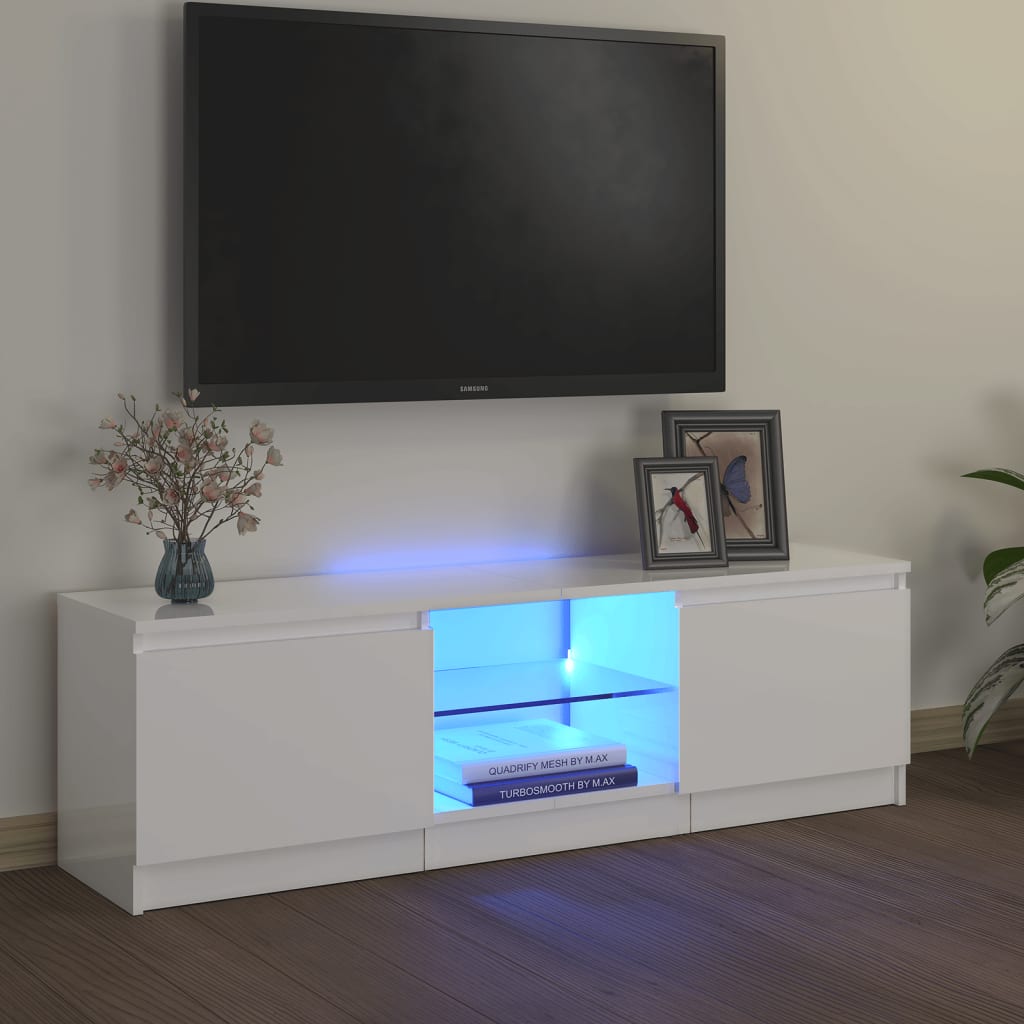 Comodă Tv Cu Lumini Led, Stejar Maro, 120X30X35,5 Cm
