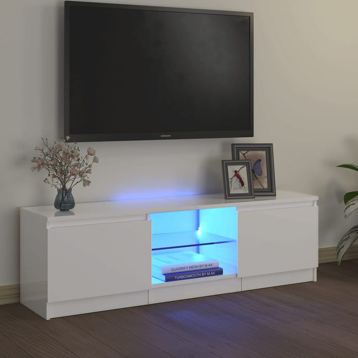 Comodă Tv Cu Lumini Led, Stejar Maro, 120X30X35,5 Cm