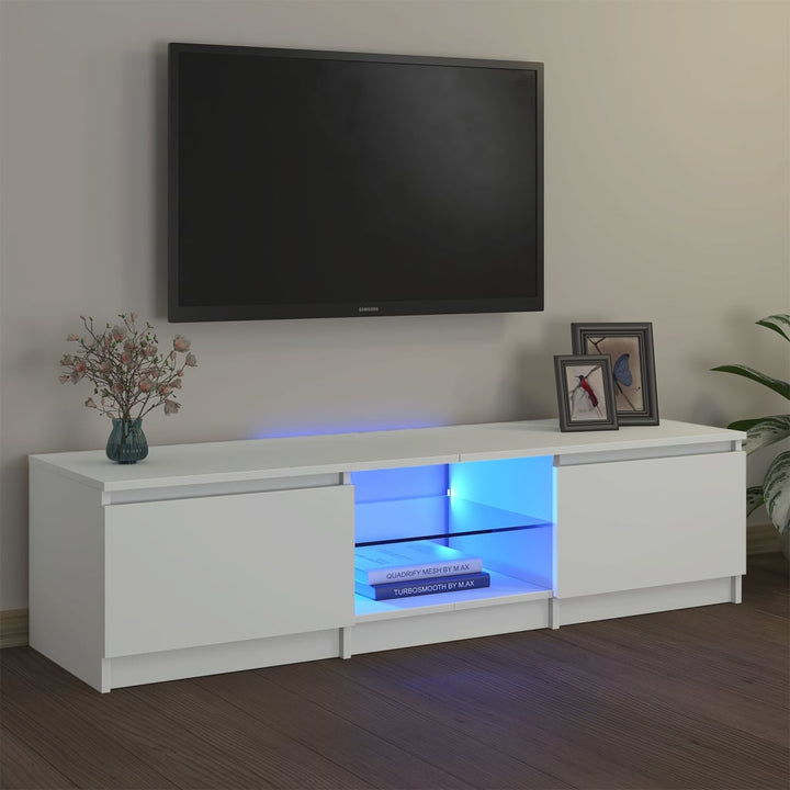 Comodă Tv Cu Lumini Led, Stejar Maro, 120X30X35,5 Cm